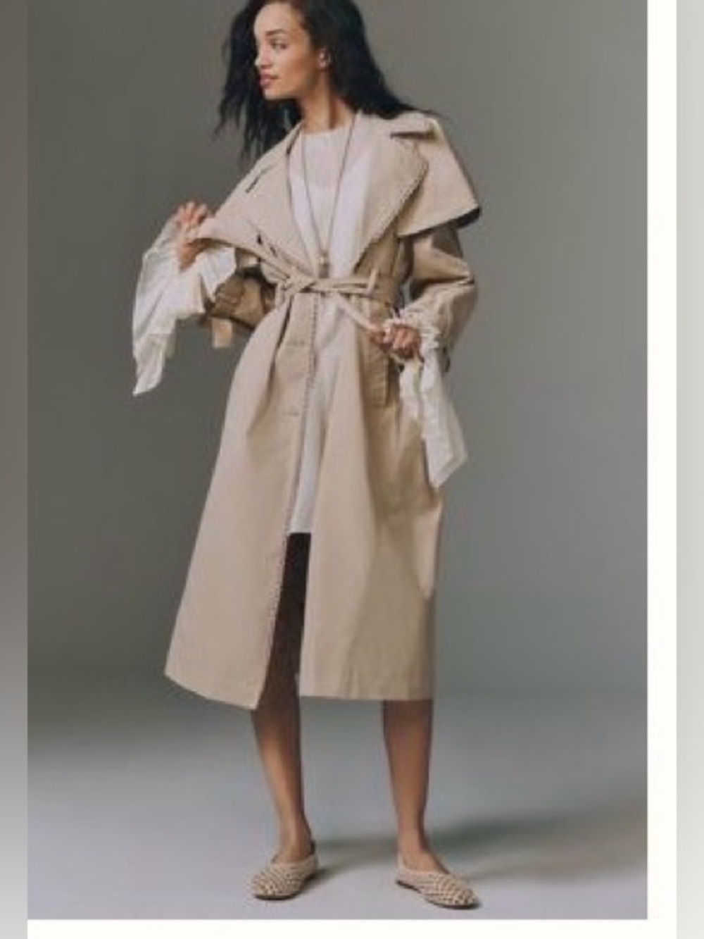 NWT Anthropologie Capelet Trench Coat Floral Scalloped XL